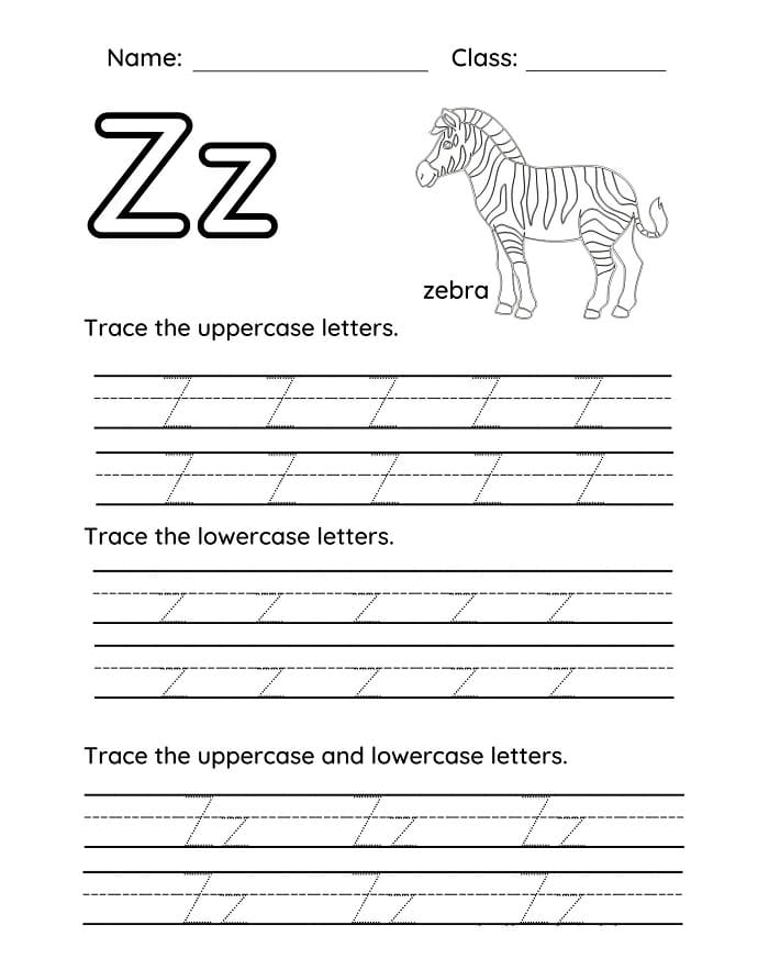 Printable Letter Z Tracing Practice