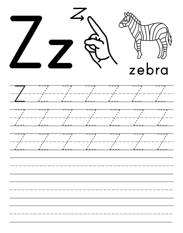 Printable Letter Z Tracing Worksheet Capital