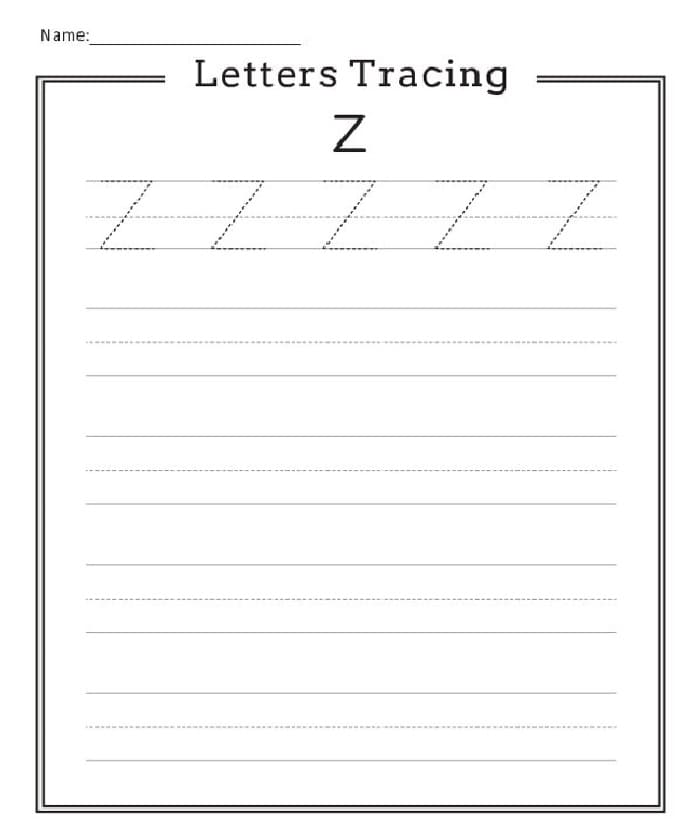 Printable Letters Tracing Worksheets Z