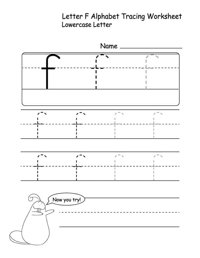 Printable Lowercase Letter F Tracing