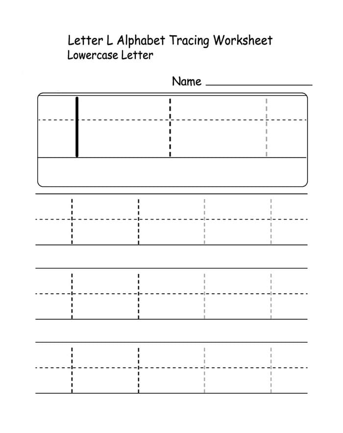 Printable Lowercase Letter L Tracing