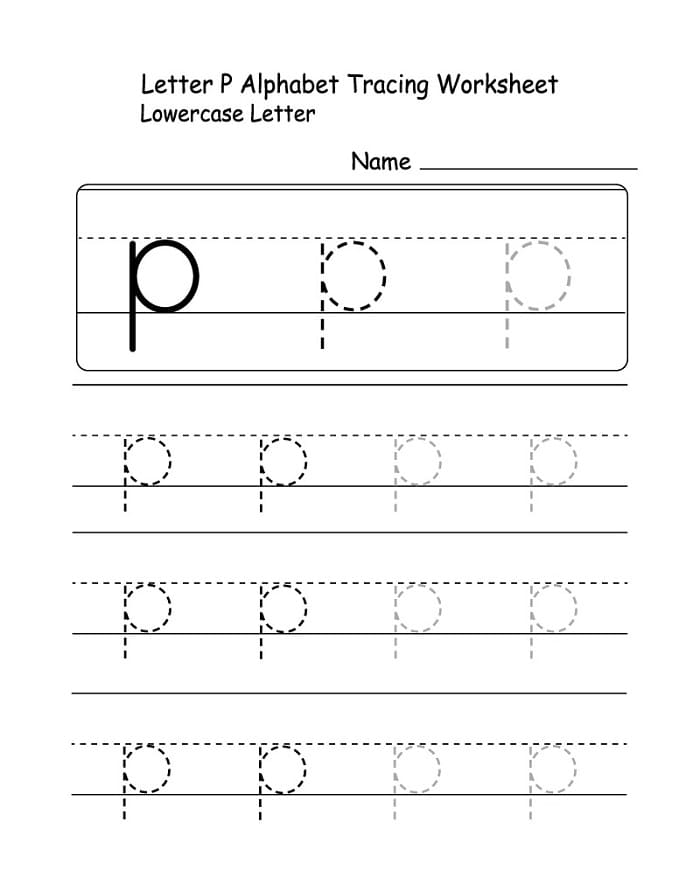 Printable Lowercase Letter P Tracing