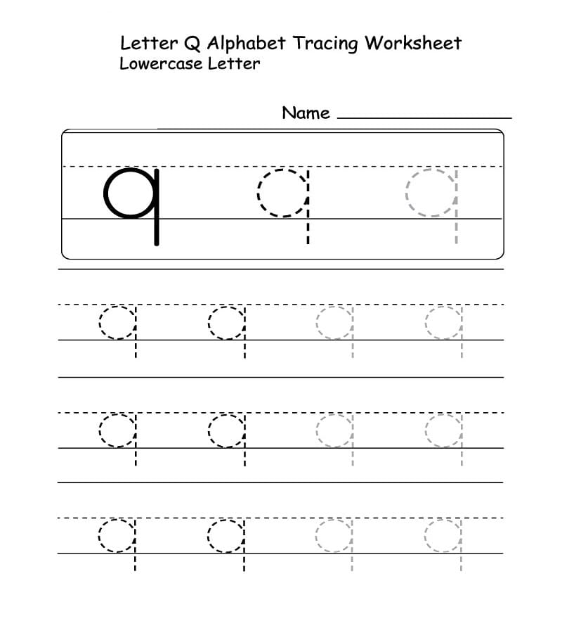Printable Lowercase Letter Q Tracing