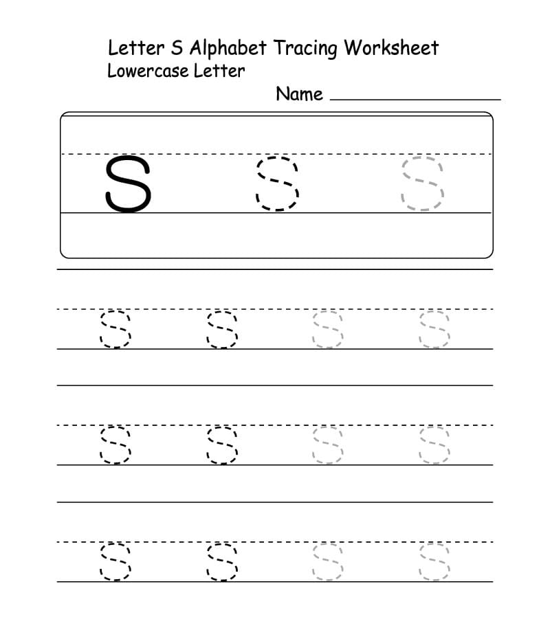 Printable Lowercase Letter S Ttracing