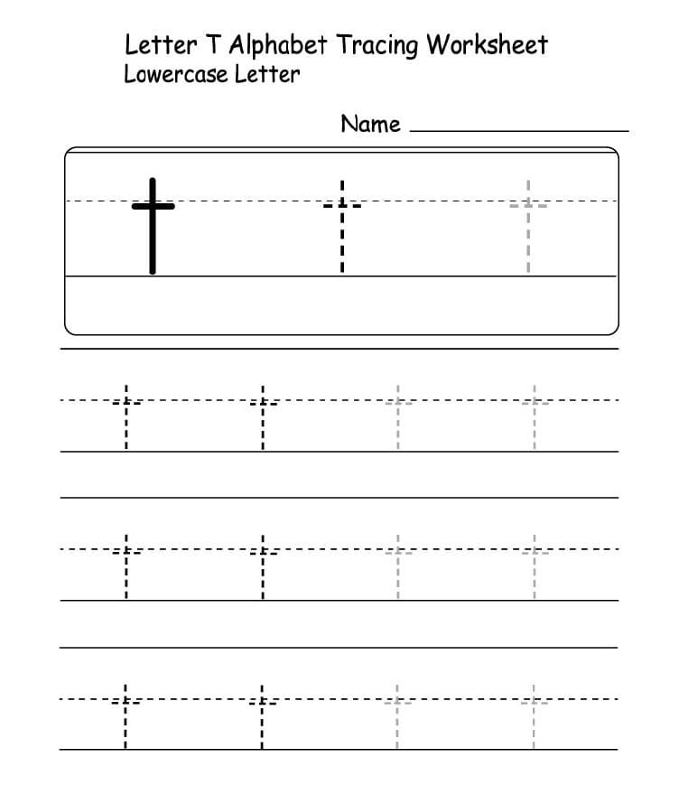 Printable Lowercase Letter T Tracing