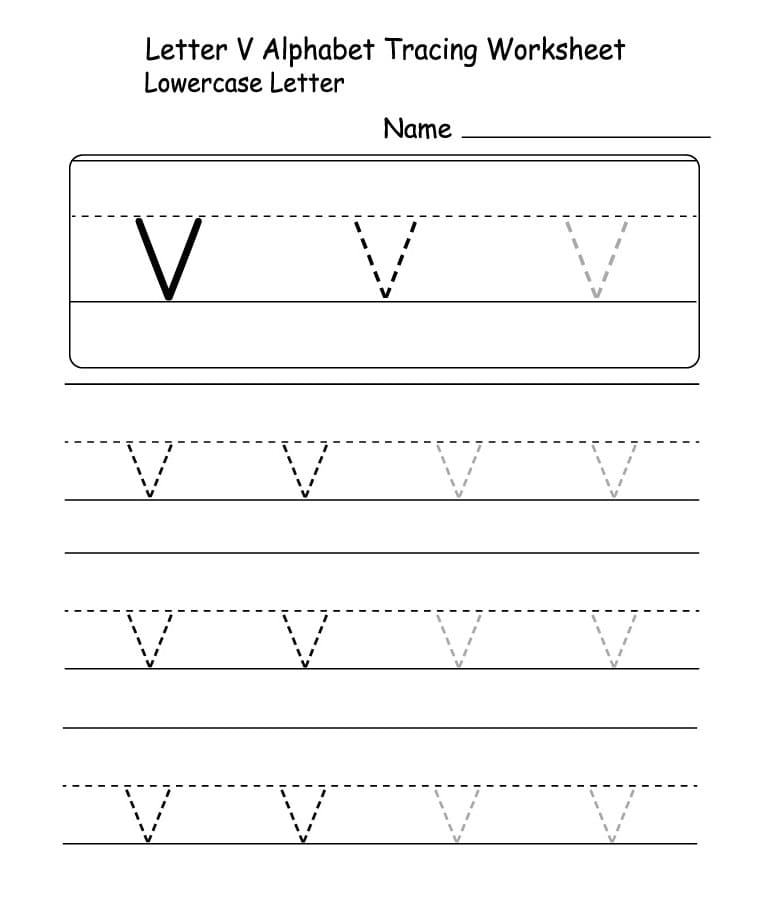 Printable Lowercase Letter V Tracing
