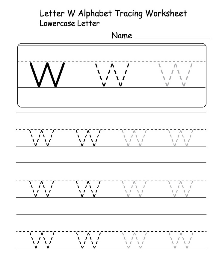 Printable Lowercase Letter W Tracing