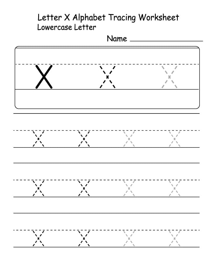 Printable Lowercase Letter X Tracing