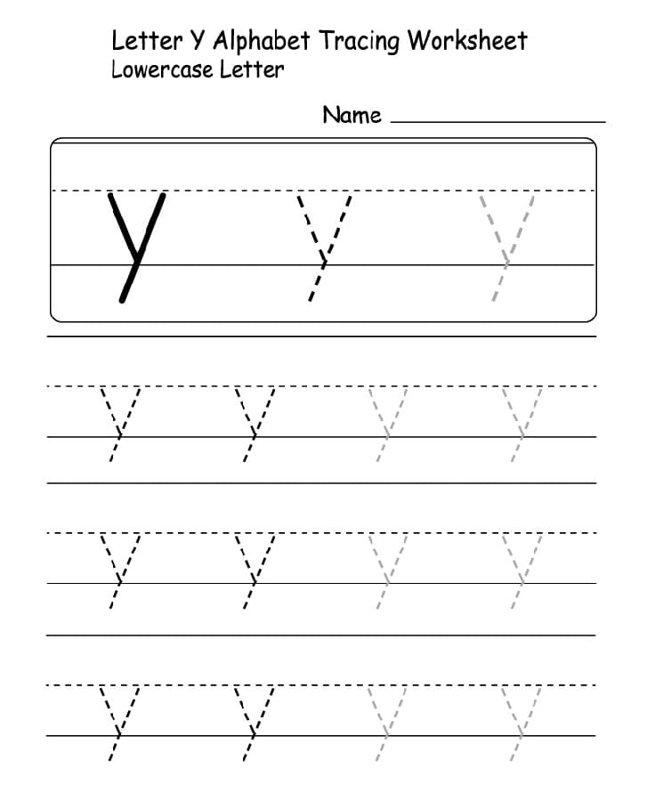Printable Lowercase Letter Y Tracing