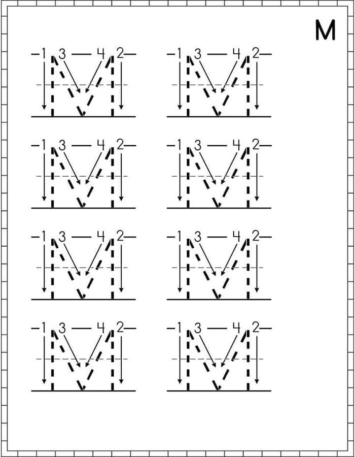 Printable M Letter Tracing Worksheet
