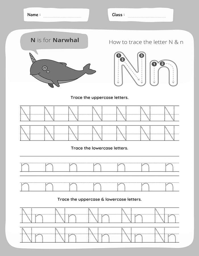 Printable Practice Tracing Letter N