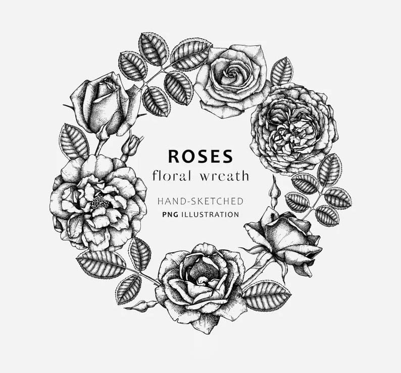 Printable Rose Wreath Template