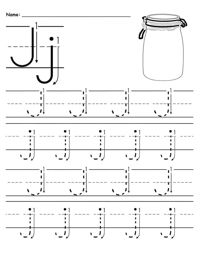 Printable Small Letter J Tracing