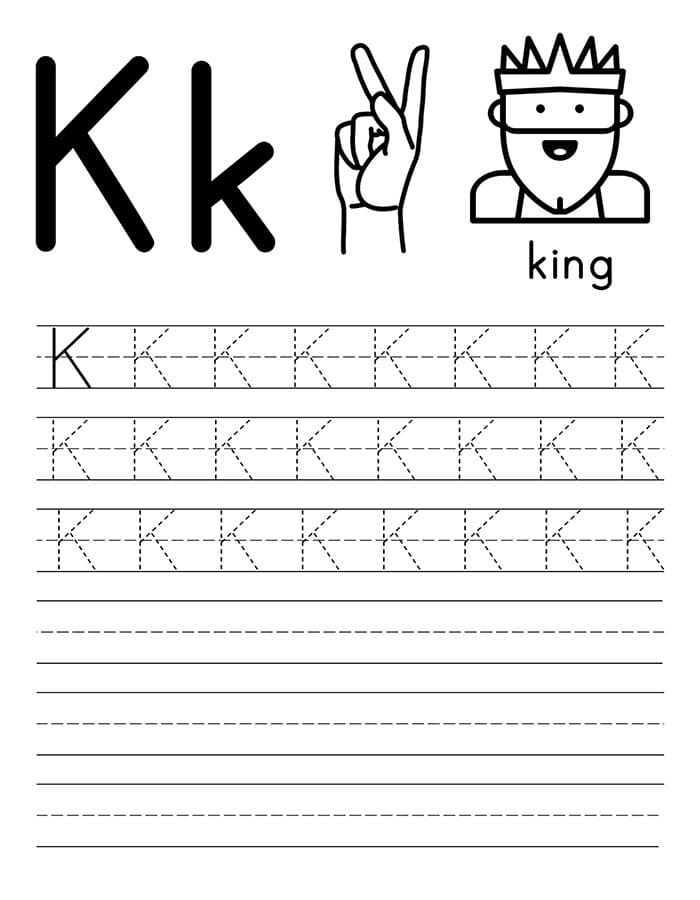 Printable Small Letter K Tracing Worksheets