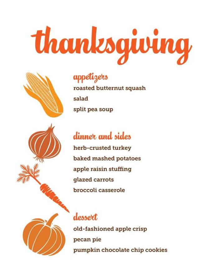 Printable Thanksgiving Menu Template