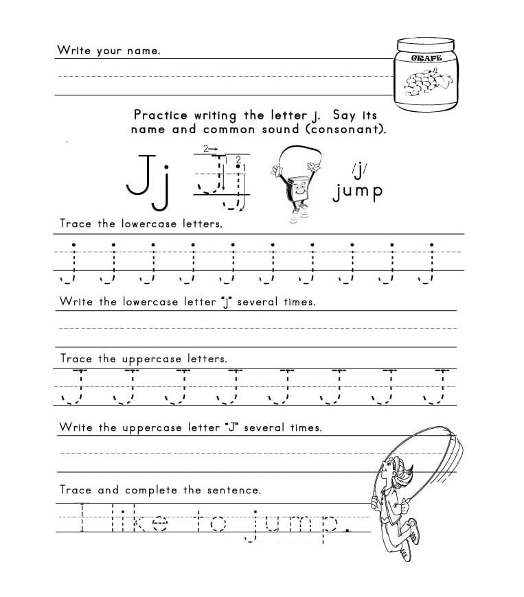 Printable The Letter J Tracing