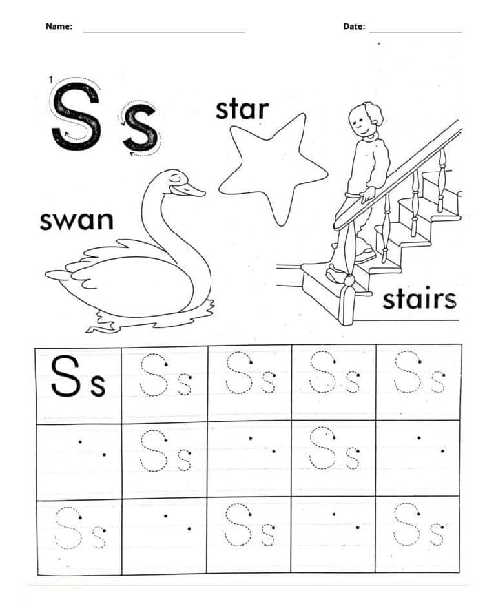 Printable The Letter S Tracing Worksheets