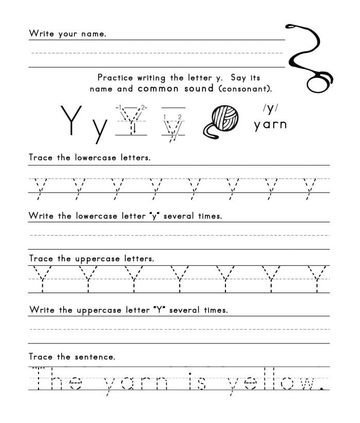 Printable The Letter Tracing Y
