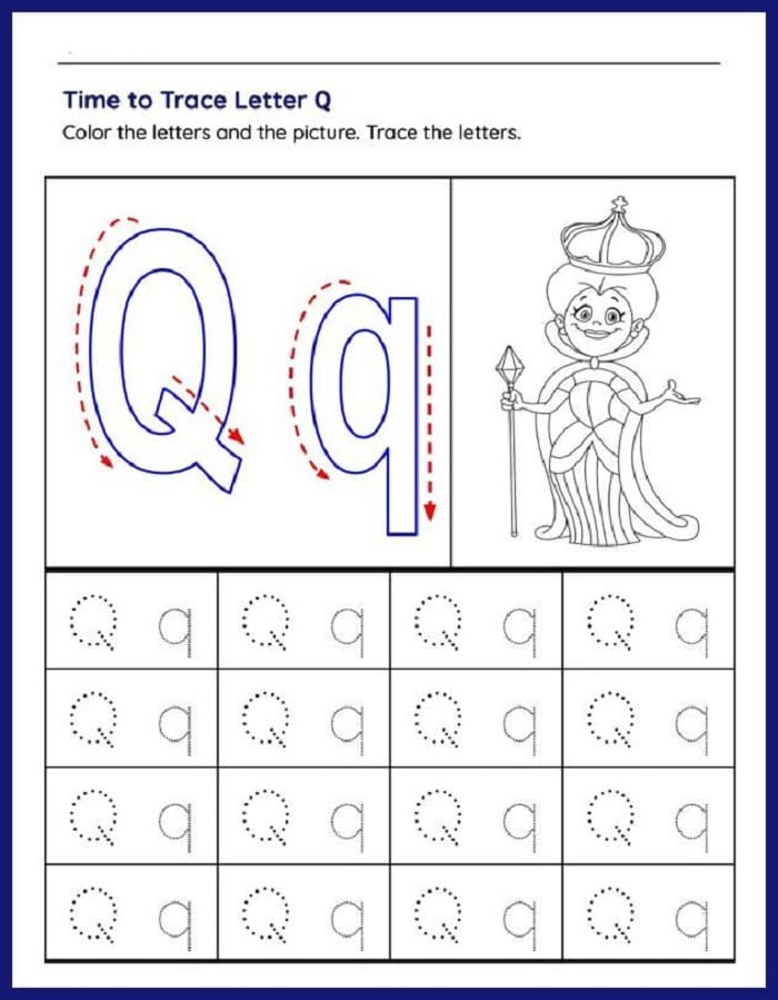 Printable Time To Trace Letter Q