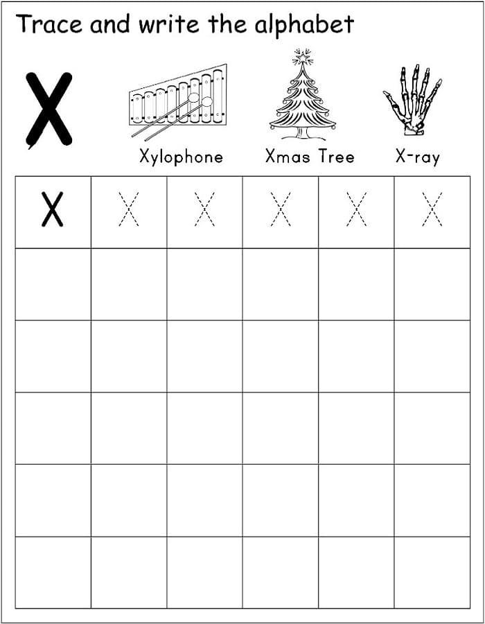 Printable Trace And Write Alphabet Letter X