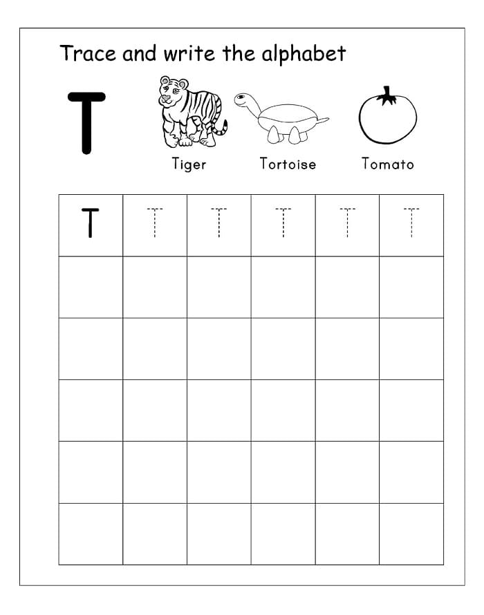Printable Trace And Write Alphabet T