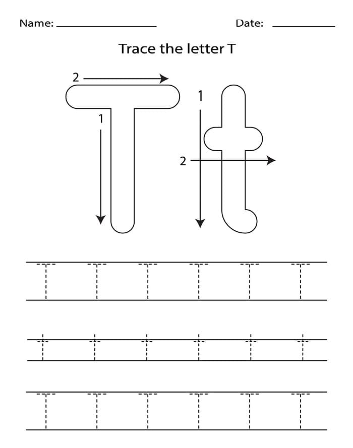Printable Trace The Letter T