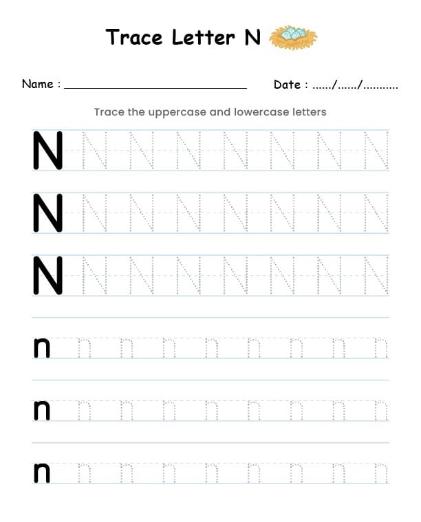Printable Tracing And Writing Letter N