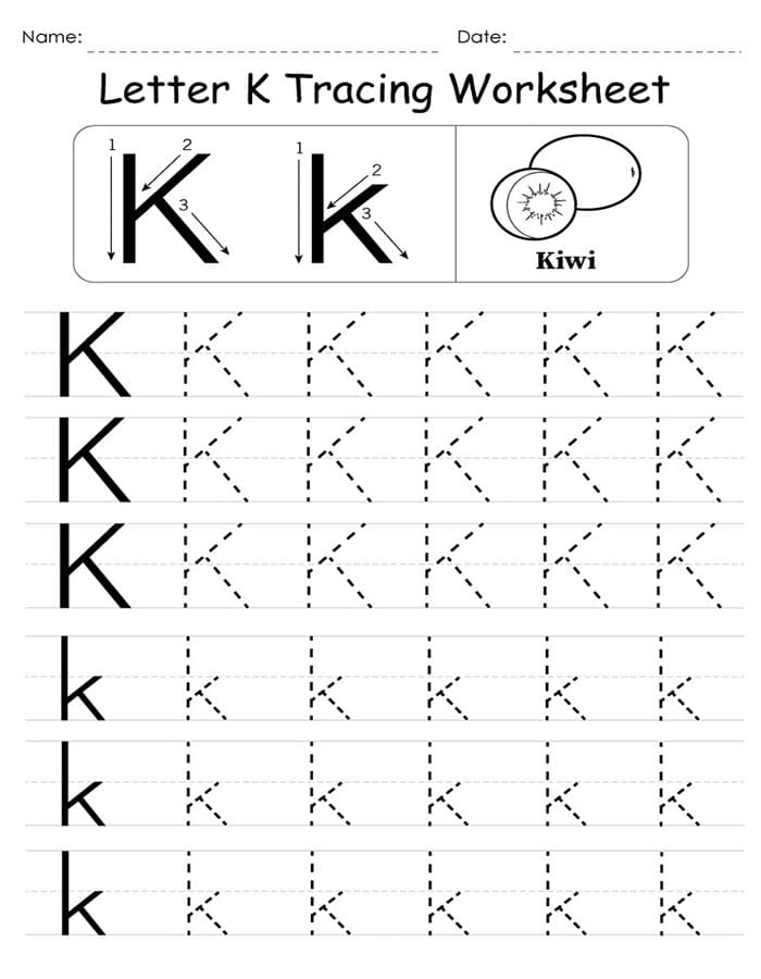 Printable Tracing Letter K Worksheets