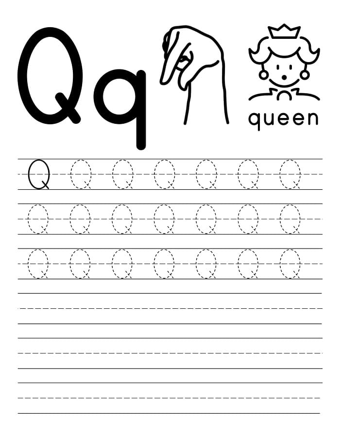 Printable Tracing Letter Q Worksheet Capital