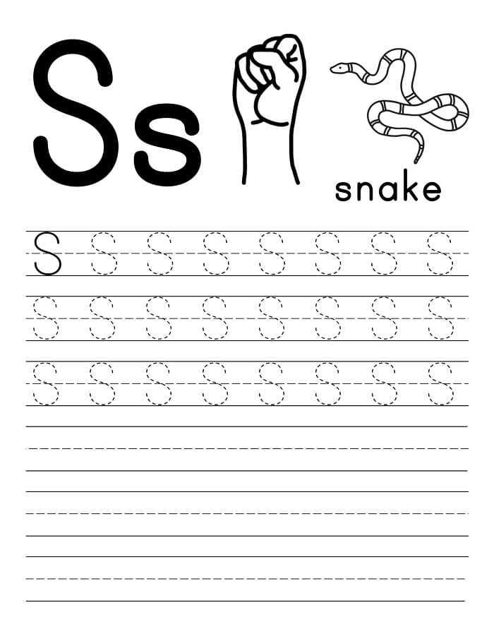 Printable Tracing Letter S Worksheet Capital