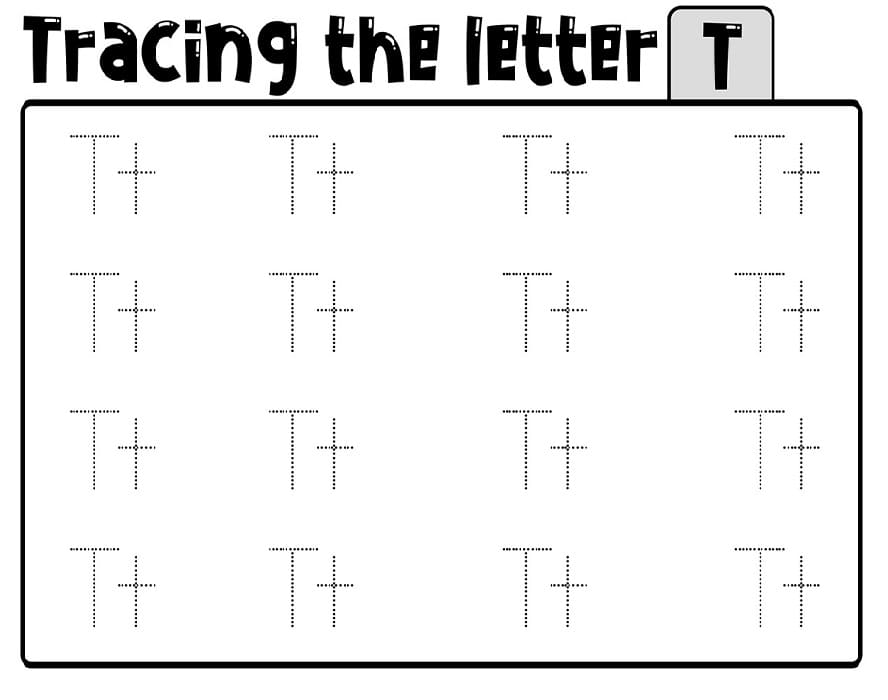 Printable Tracing Letter T Worksheet