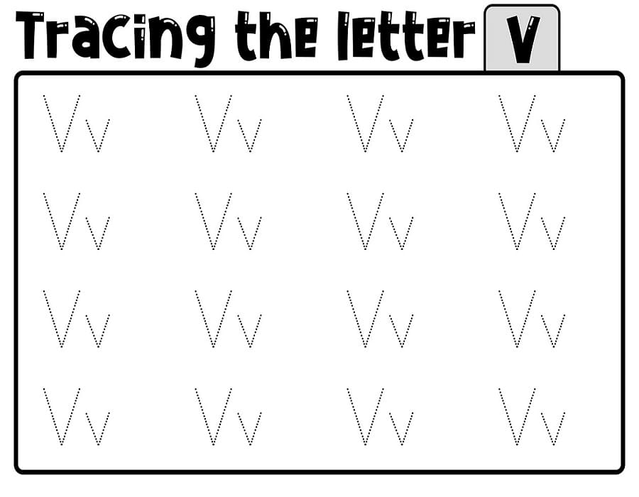 Printable Tracing Letter V Worksheet