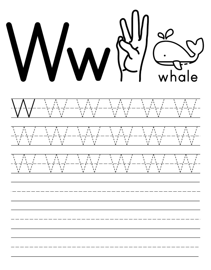 Printable Tracing Letter W Worksheet Capital