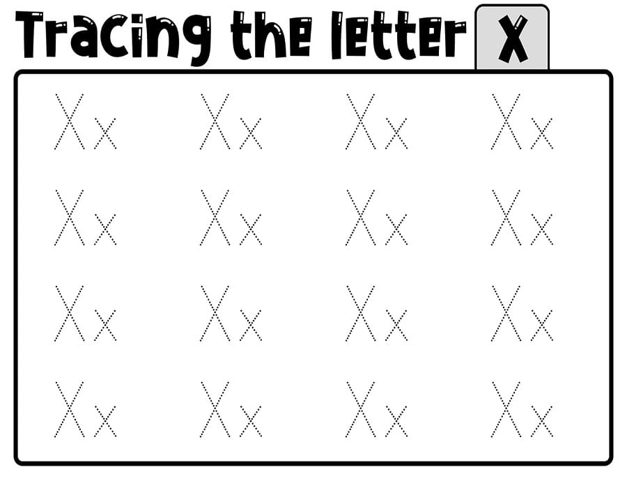 Printable Tracing Letter X Worksheet