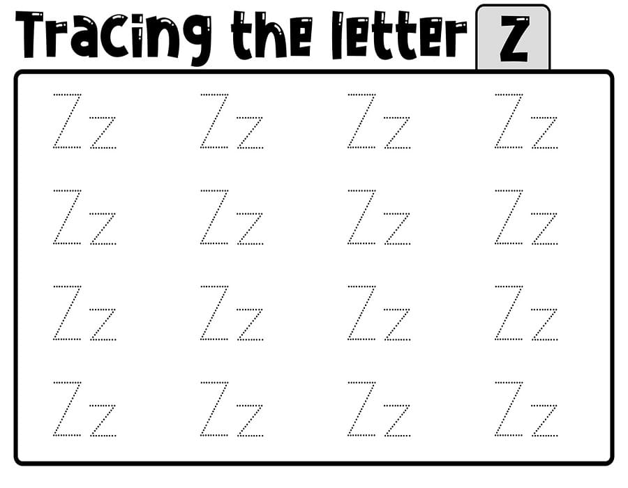 Printable Tracing Letter Z Worksheet