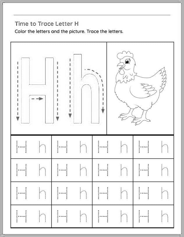 Printable Tracing Of Letter H