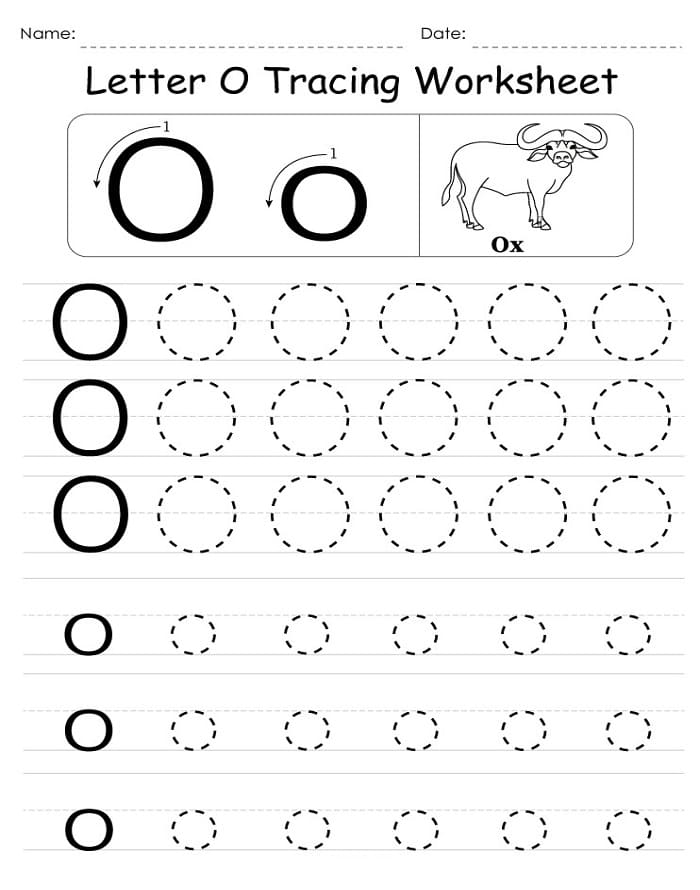 Printable Tracing The Letter O Worksheet