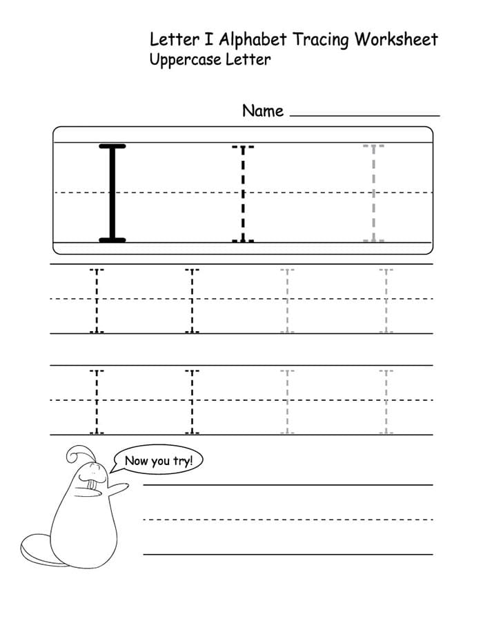 Printable Uppercase Letter I Tracing