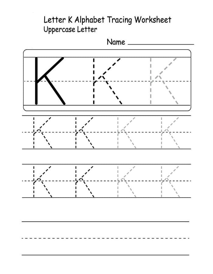 Printable Uppercase Letter K Tracing