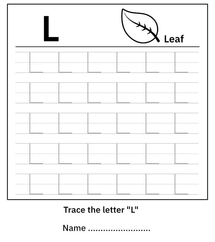 Printable Uppercase Letter L Tracing