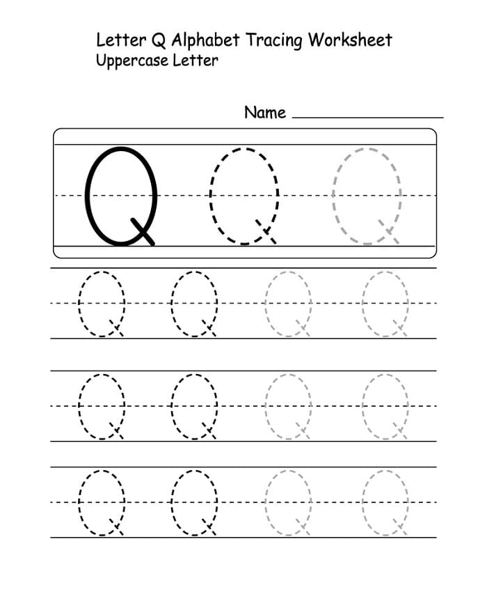 Printable Uppercase Letter Q Tracing