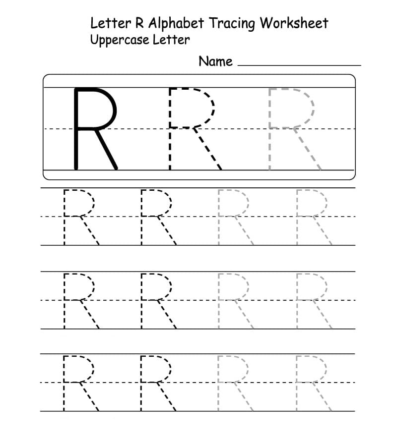 Printable Uppercase Letter R Tracing