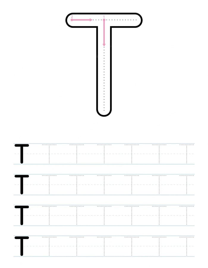 Printable Uppercase Letter T Tracing