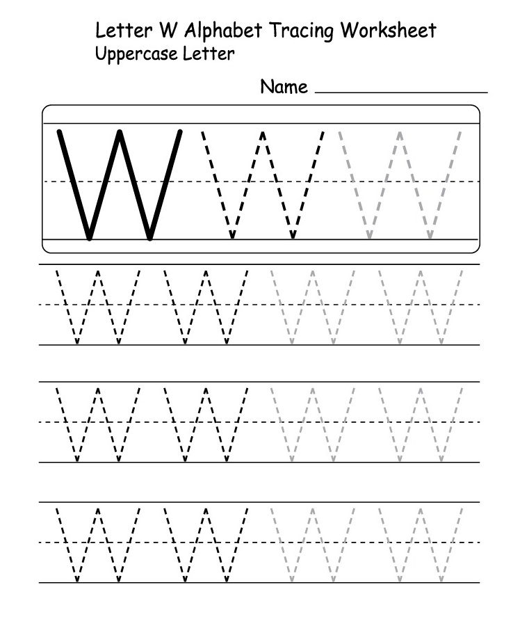 Printable Uppercase Letter W Tracing