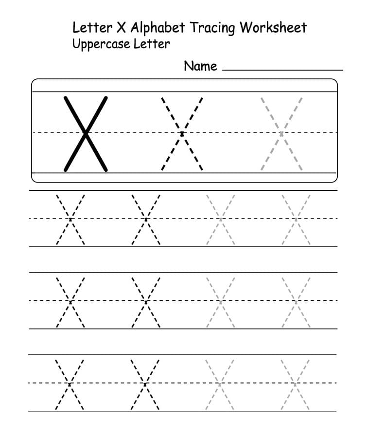 Printable Uppercase Letter X Tracing