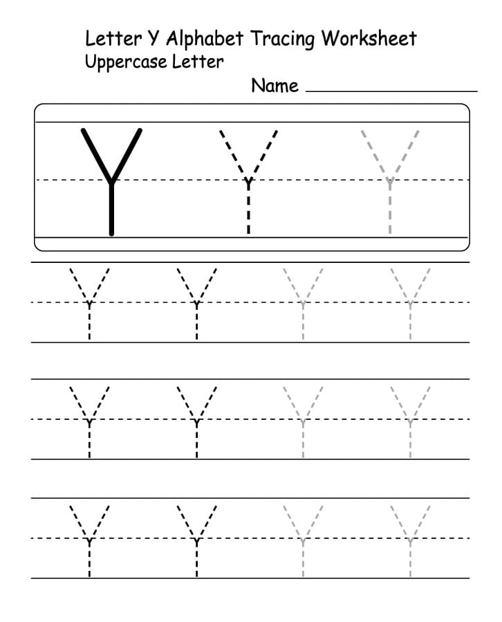 Printable Uppercase Letter Y Tracing