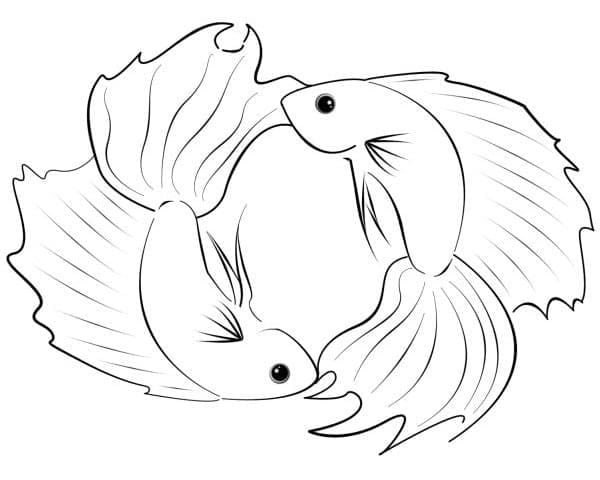 Printable Zodiac Pisces coloring page