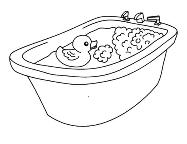 Rubber Duck In Tub coloring page