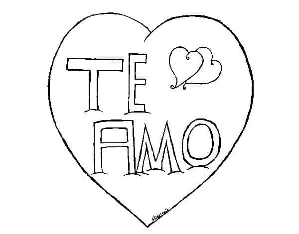 Te Amo Heart coloring page