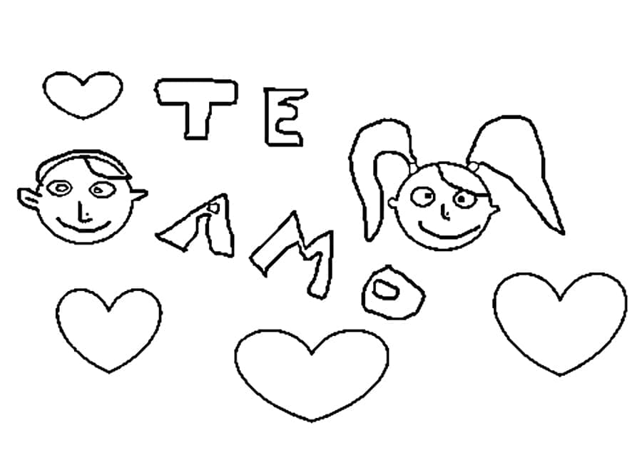 Te Amo to Color coloring page